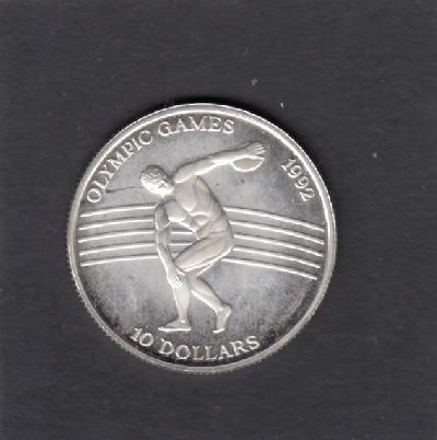 Beschrijving: 10 Dollar S-OLYMPIC 92 DISCUS